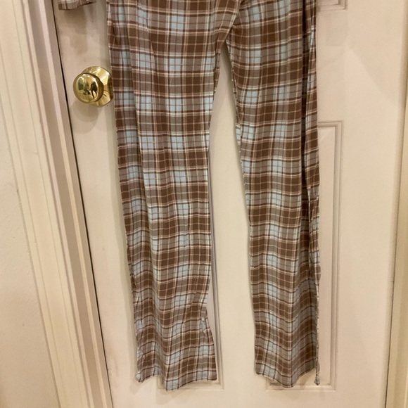 PJ Luxe Pajamas, Brown Plaid Soft Knit Fabric with Stretch, Soft and Comfy, Sz S - Picture 8 of 15